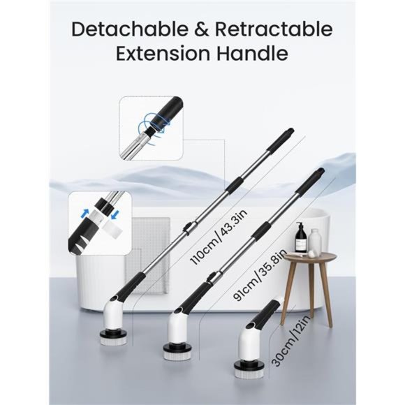 Electric Spin Scrubber, 2024 New Cordless Voice Prompt Shower Cleaning Brush - Picture 4 of 7